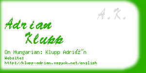 adrian klupp business card